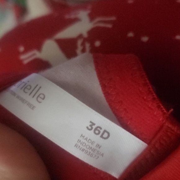 36D Size New Organic Cotton Christmas 🎄 Red Bra Deer soft wire-free Ambrielle - Picture 8 of 8